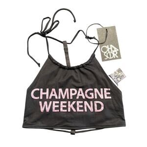 NWT Chaser Champagne Weekend Black/Pink Bikini Top Women’s Medium